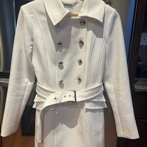 White House Black Market Ivory Double-Breasted Trench Coat